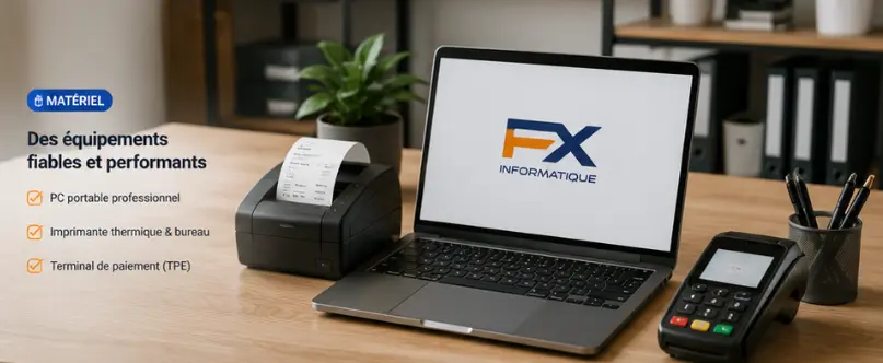PC portable, imprimante thermique et TPE pour artisan